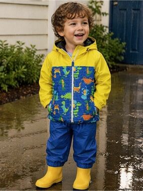 OshKosh B’gosh Rain Jacket & Pants Set Boys Size 3 Dinosaur Waterproof